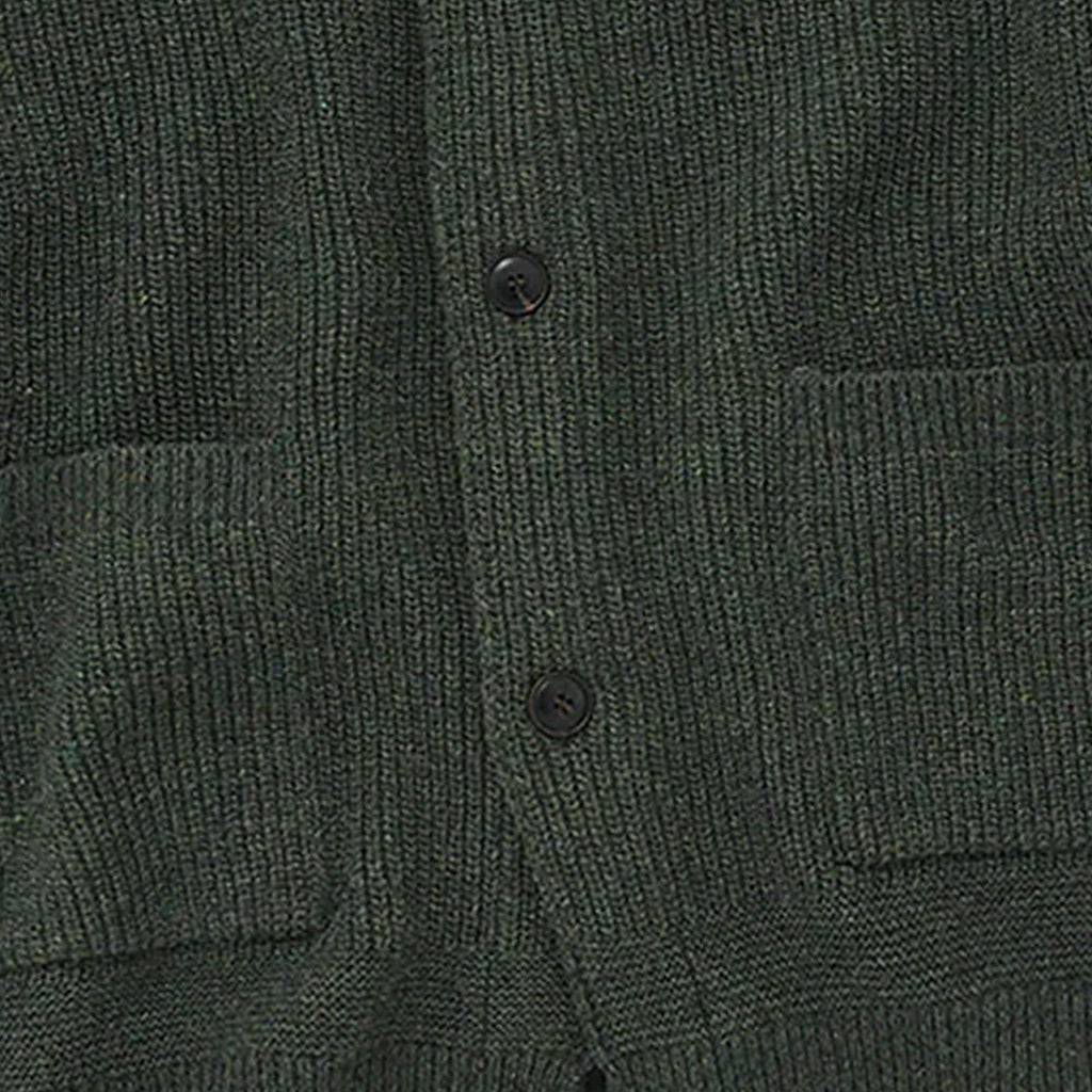 Heavy Wool Round Cardigan - Forest