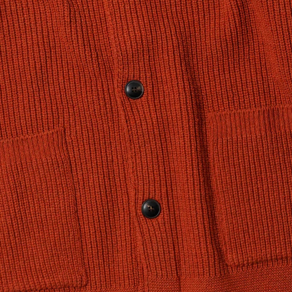 Heavy Wool Round Cardigan - Brick