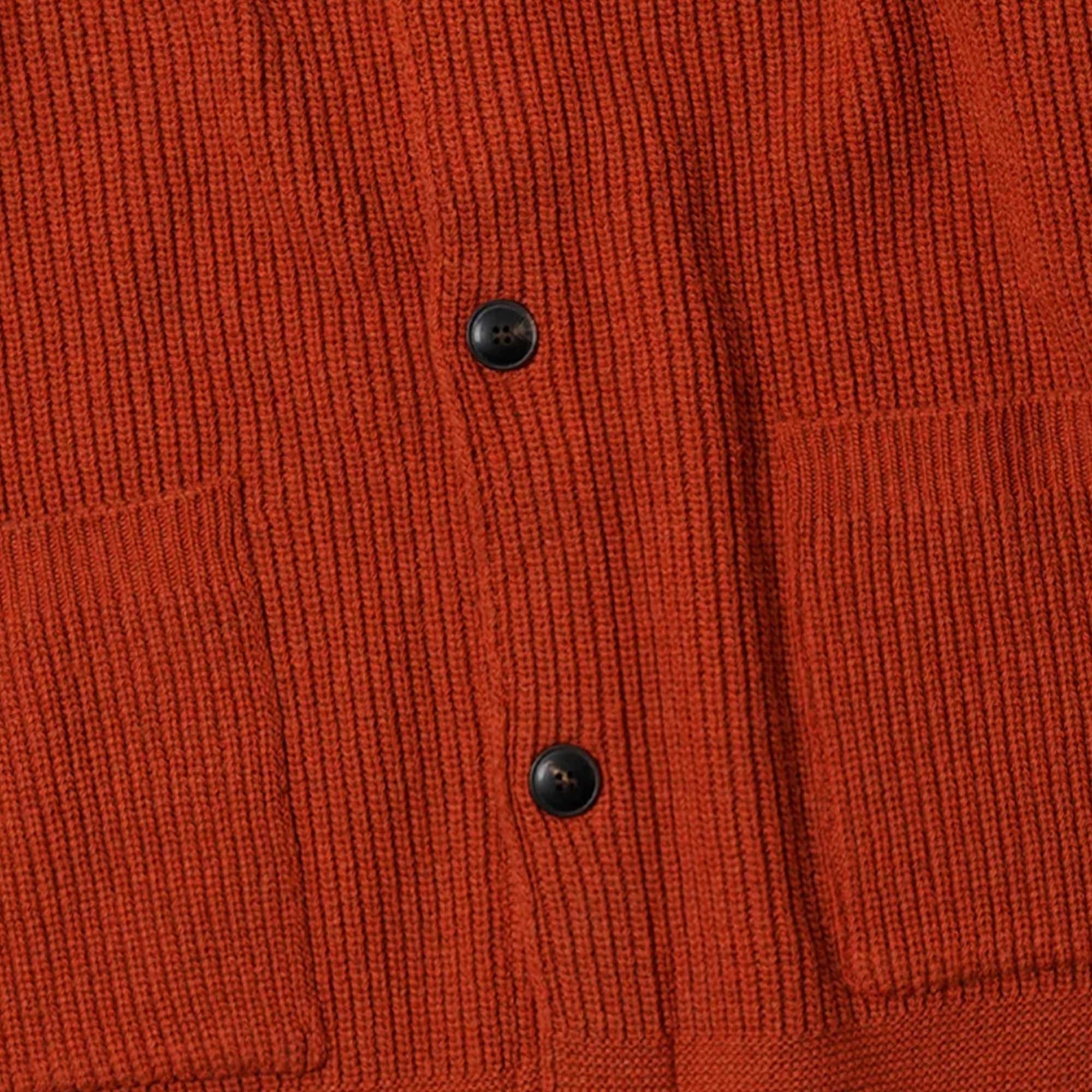 Heavy Wool Round Cardigan - Brick