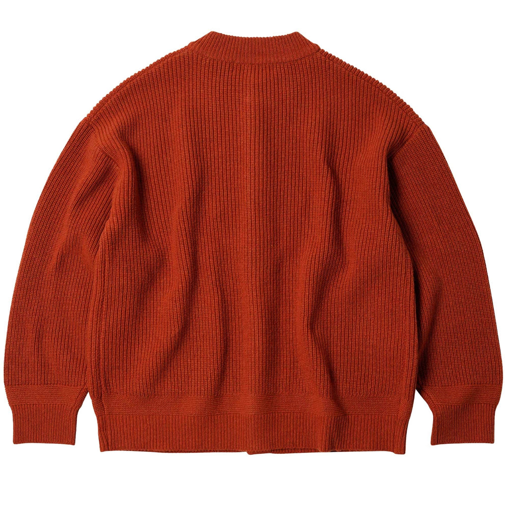 Heavy Wool Round Cardigan - Brick