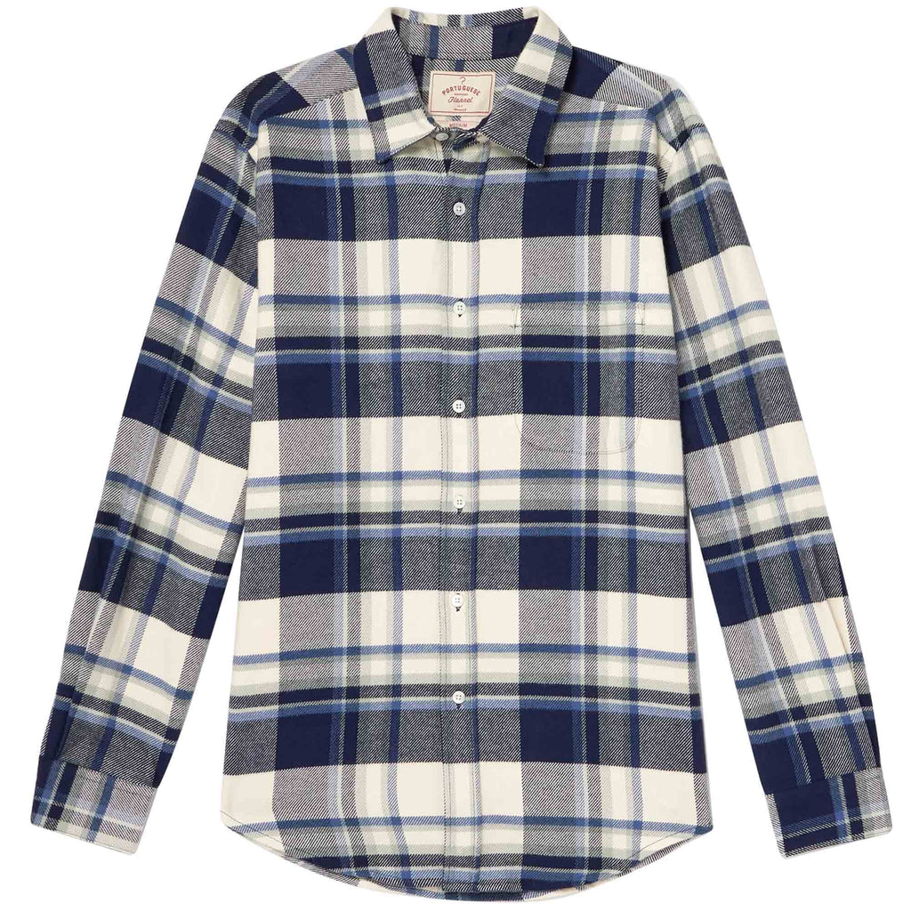 Portuguese Flannel Beck Checked Organic Cotton Shirt - Blue