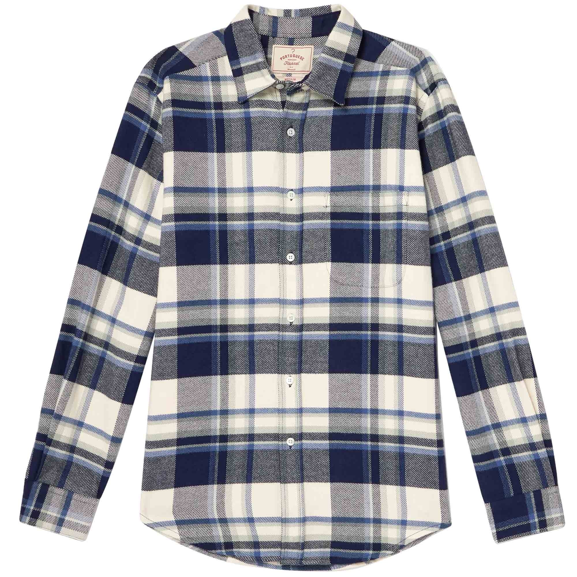 Portuguese Flannel Beck Checked Organic Cotton Shirt - Blue