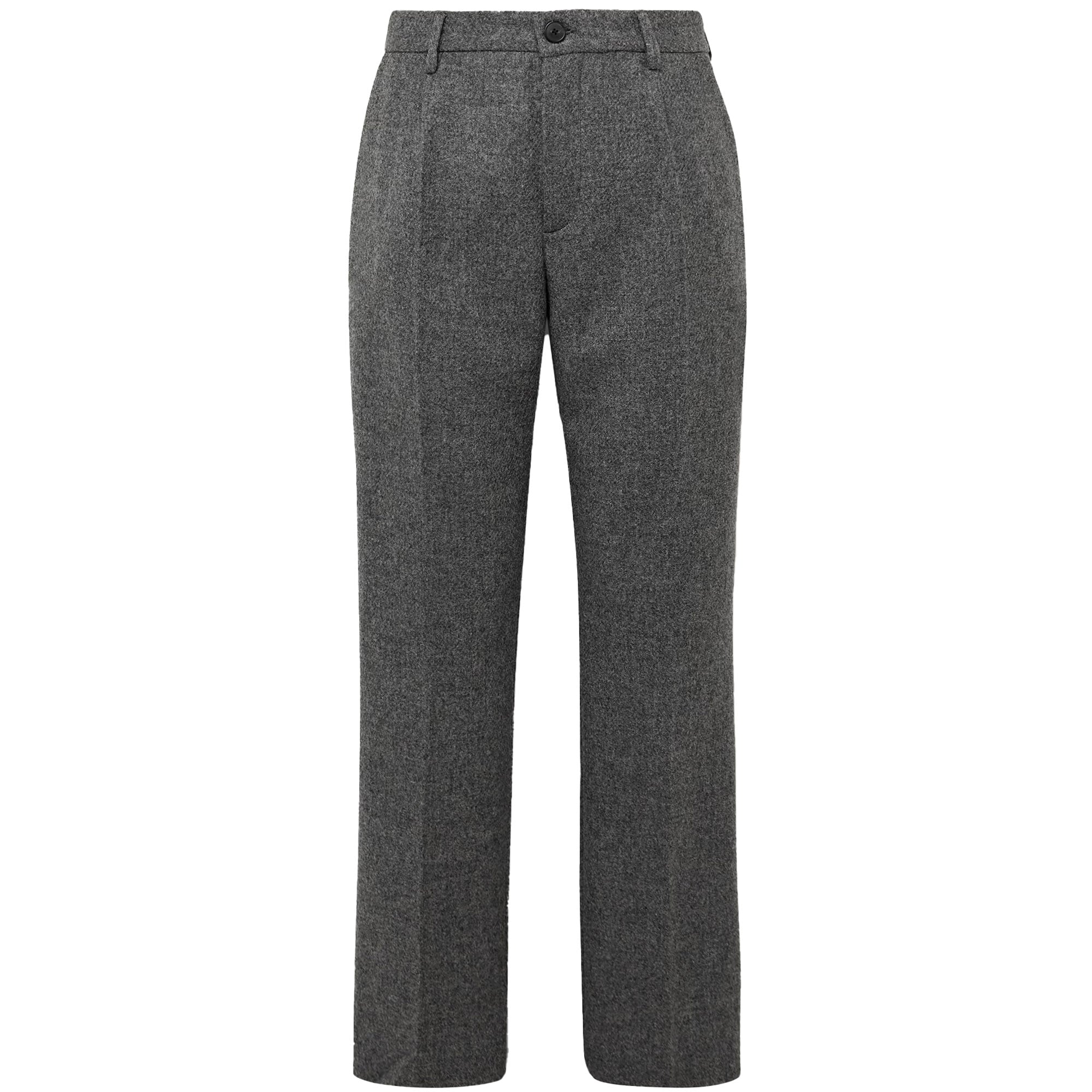 Portuguese Flannel Pleated Wool Trousers - Grey