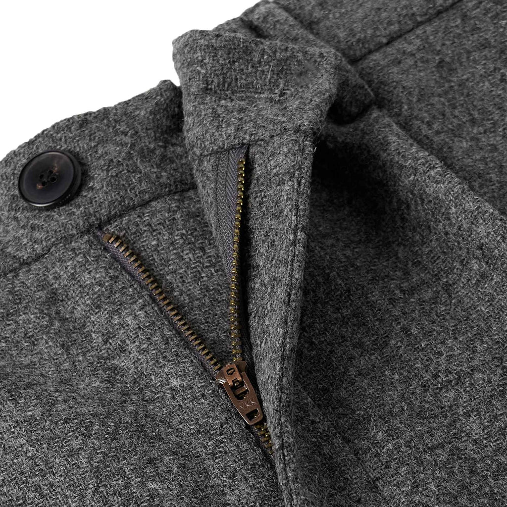 Portuguese Flannel Pleated Wool Trousers - Grey