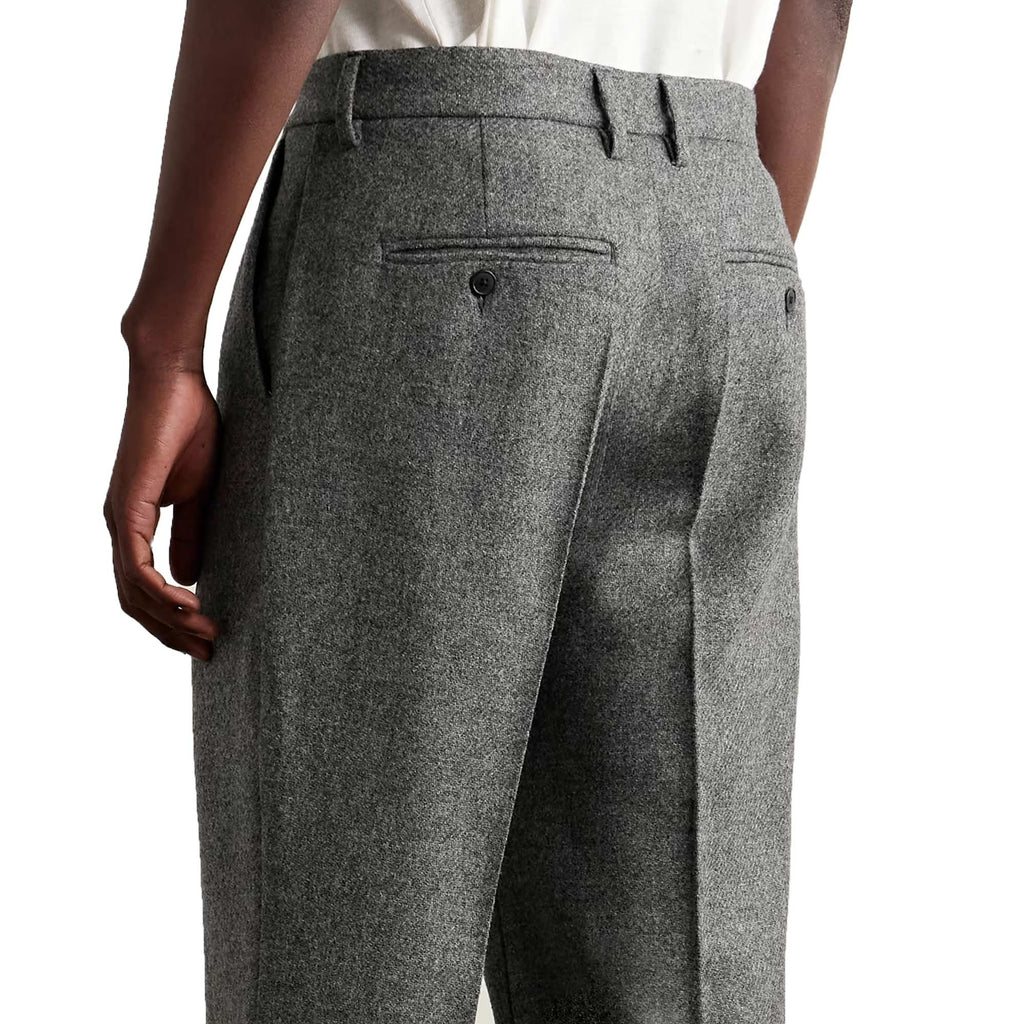 Portuguese Flannel Pleated Wool Trousers - Grey