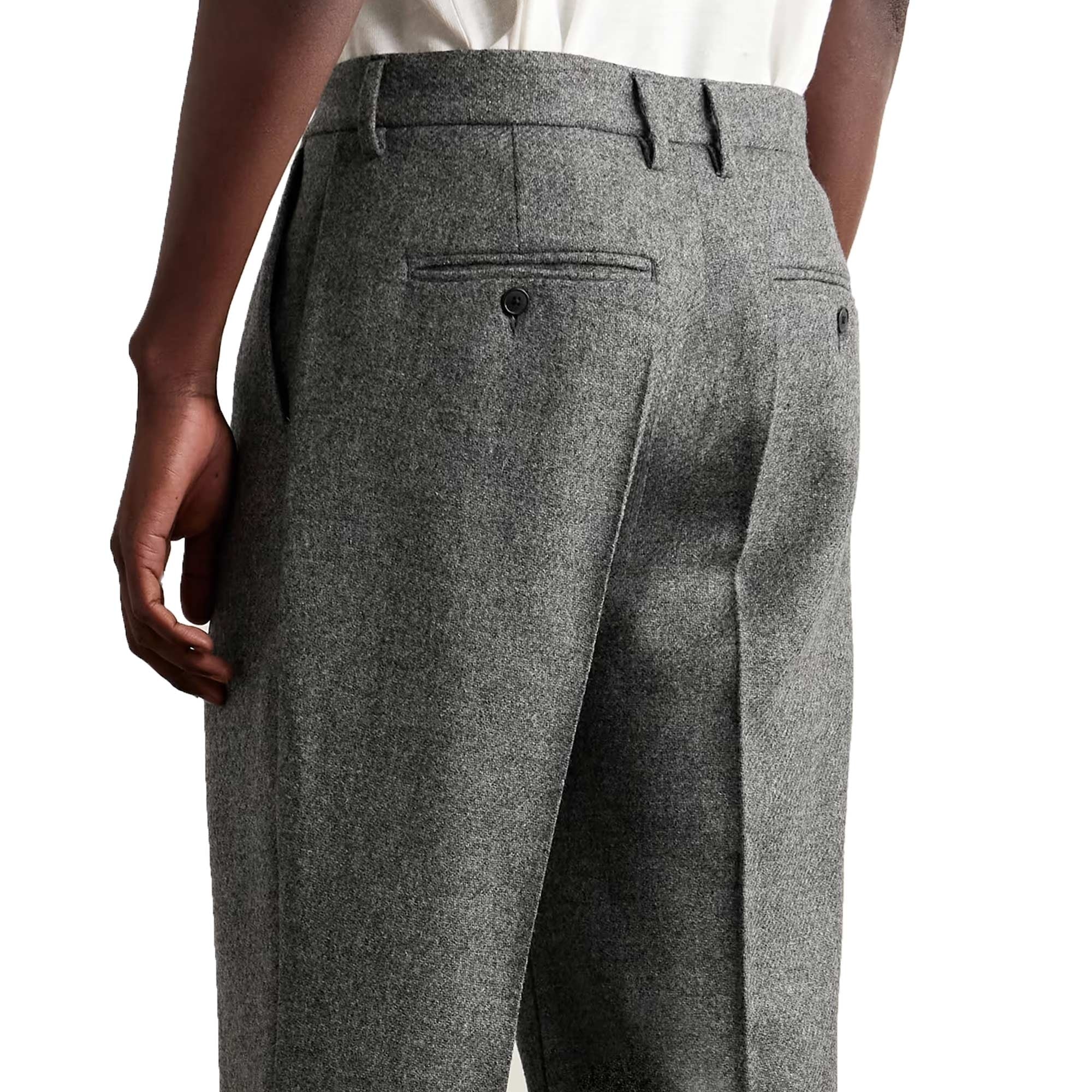 Portuguese Flannel Pleated Wool Trousers - Grey