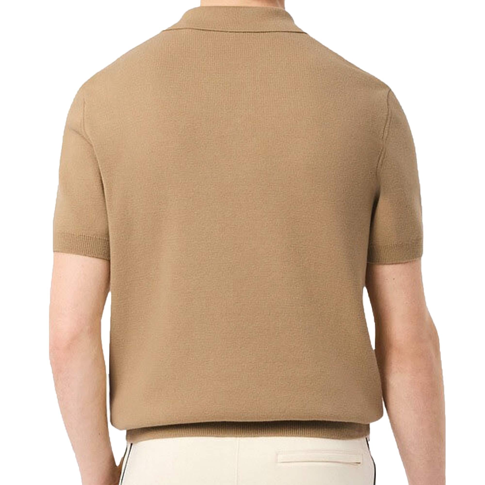 Lacoste Striped Polo Collar Sweater - Beige