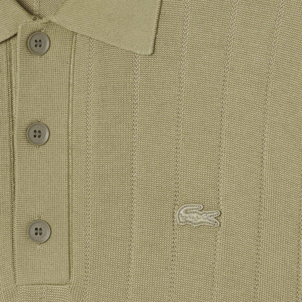 Lacoste Fluid Ribbed Knit Polo Collar Sweater - Green