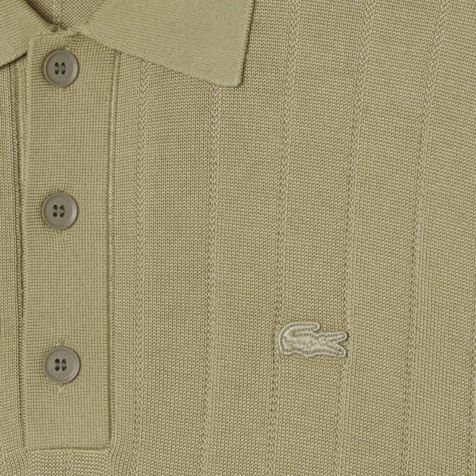 Lacoste Fluid Ribbed Knit Polo Collar Sweater - Green