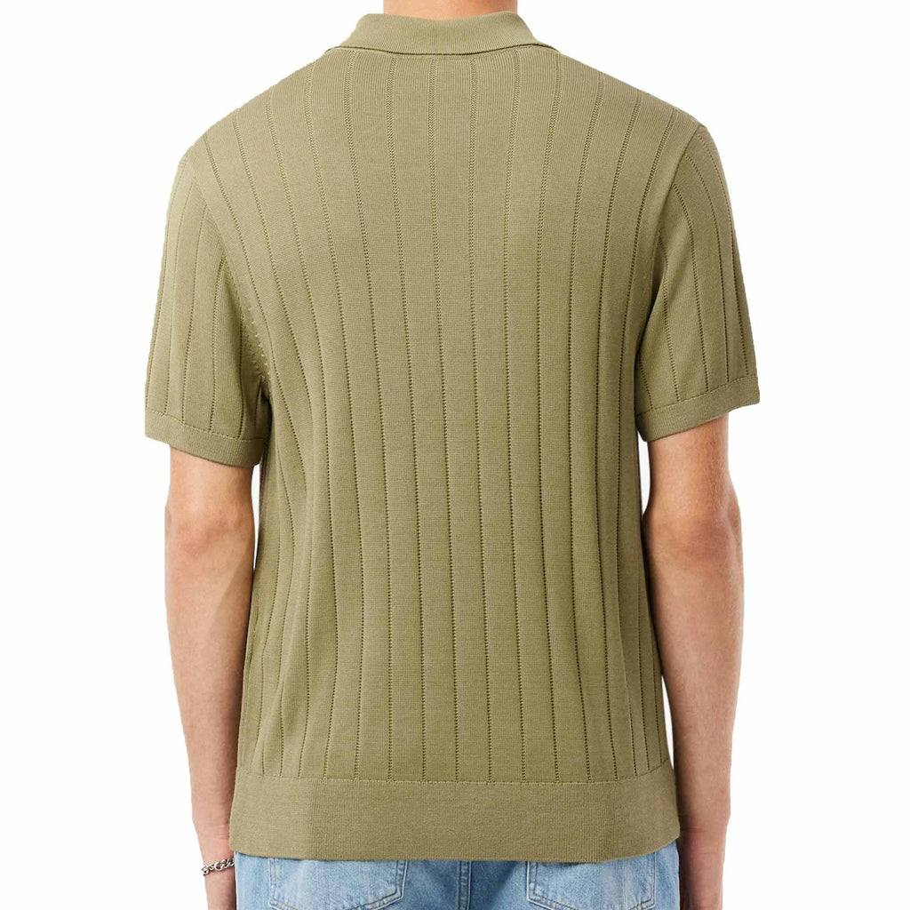 Lacoste Fluid Ribbed Knit Polo Collar Sweater - Green