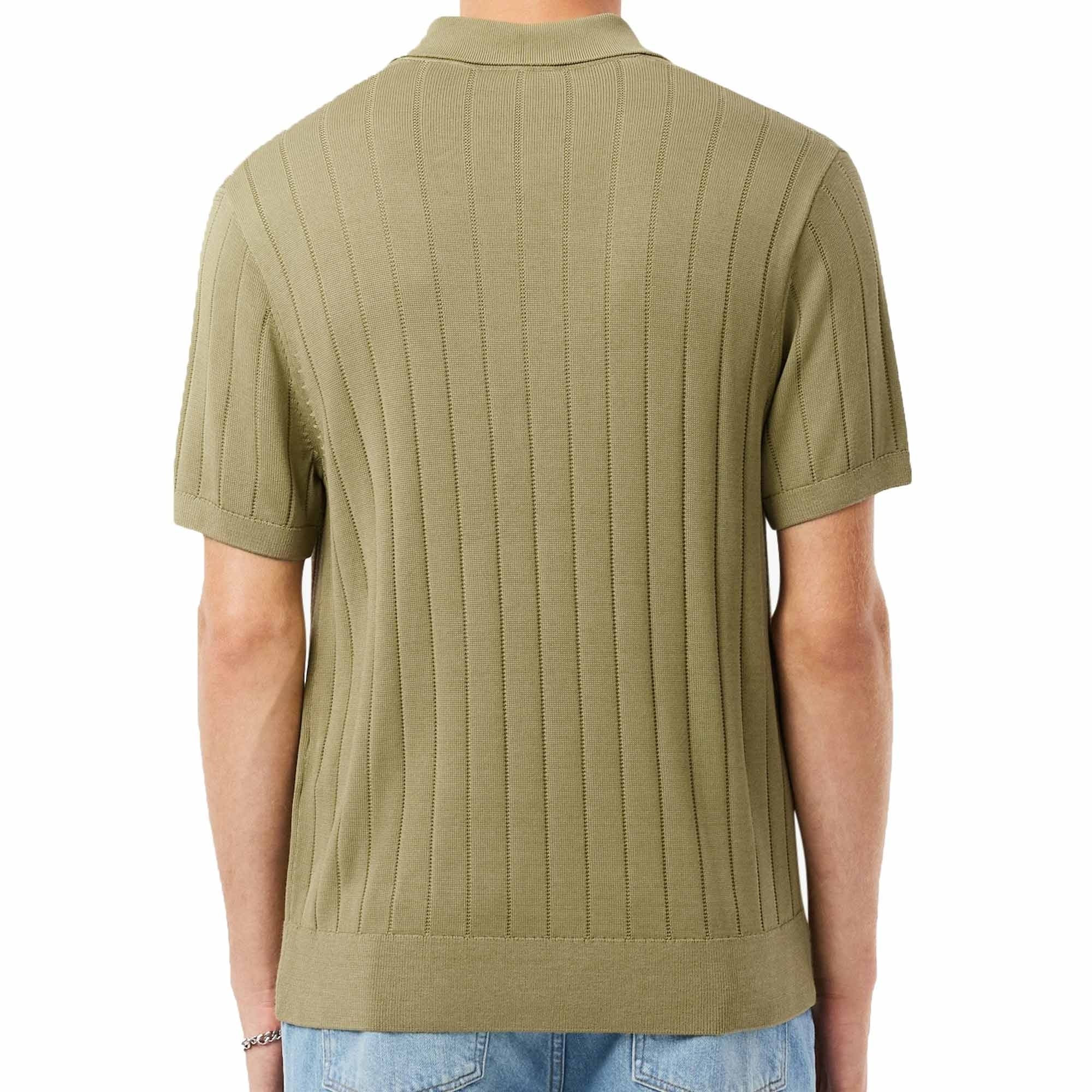 Lacoste Fluid Ribbed Knit Polo Collar Sweater - Green