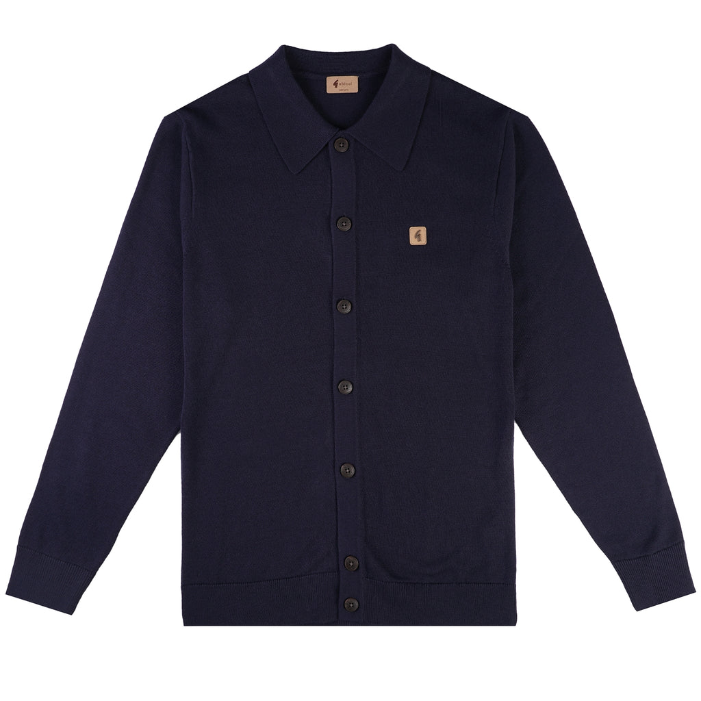 Gabicci Vintage Azima Button Through Polo Shirt - Navy