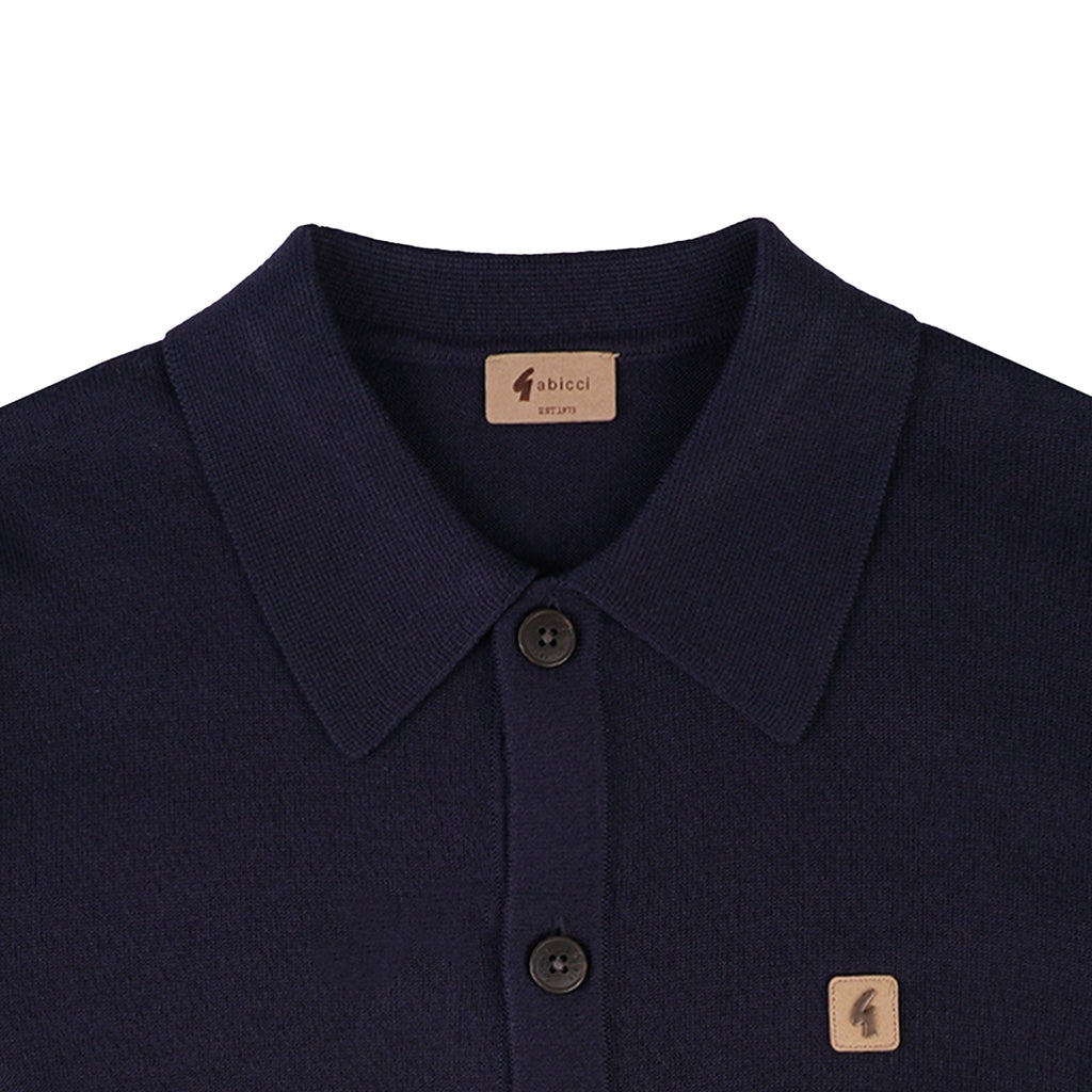 Gabicci Vintage Azima Button Through Polo Shirt - Navy