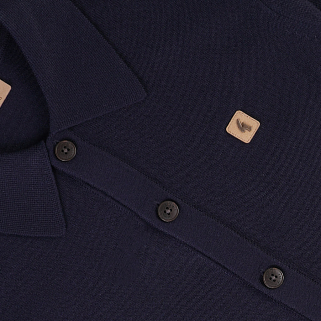 Gabicci Vintage Azima Button Through Polo Shirt - Navy