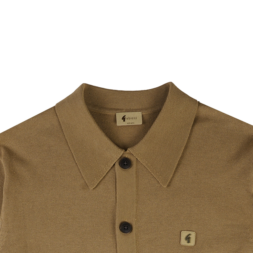 Gabicci Vintage Azima Button Through Polo Shirt - Nutmeg