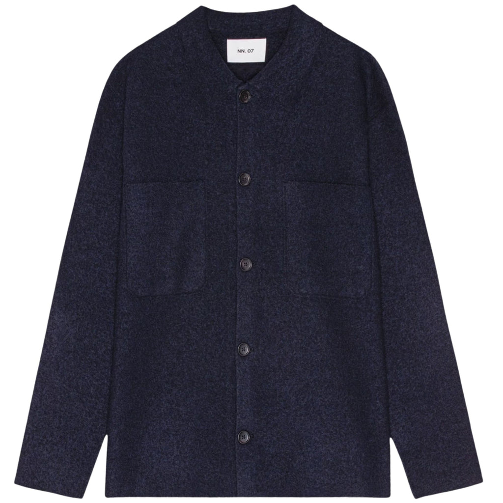 NN07 Jonas Boiled Wool Overshirt - Navy Blue