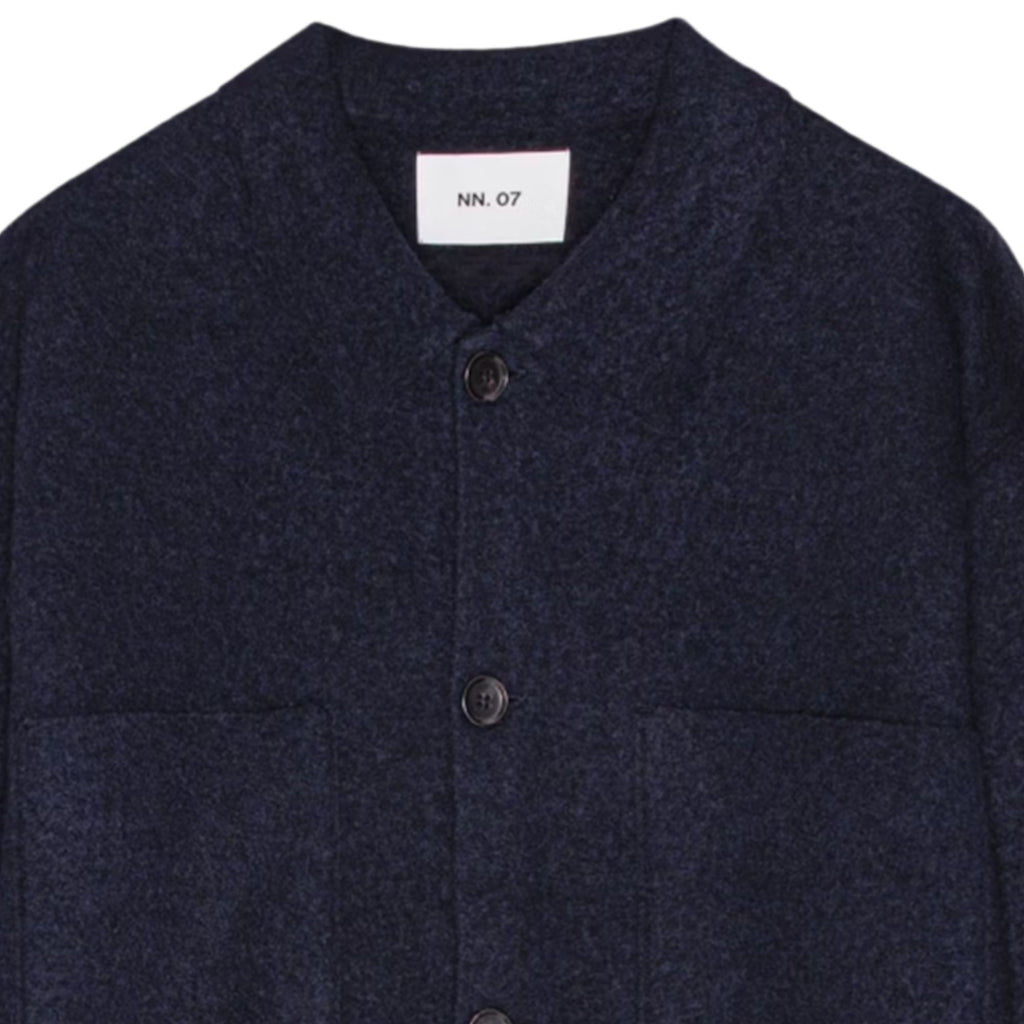 NN07 Jonas Boiled Wool Overshirt - Navy Blue