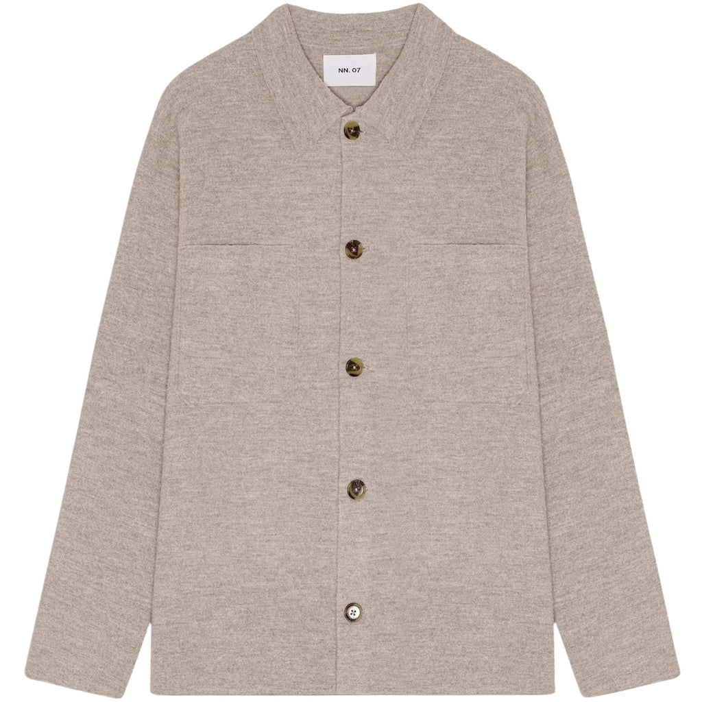 NN07 Jonas Boiled Wool Overshirt - Khaki Beige