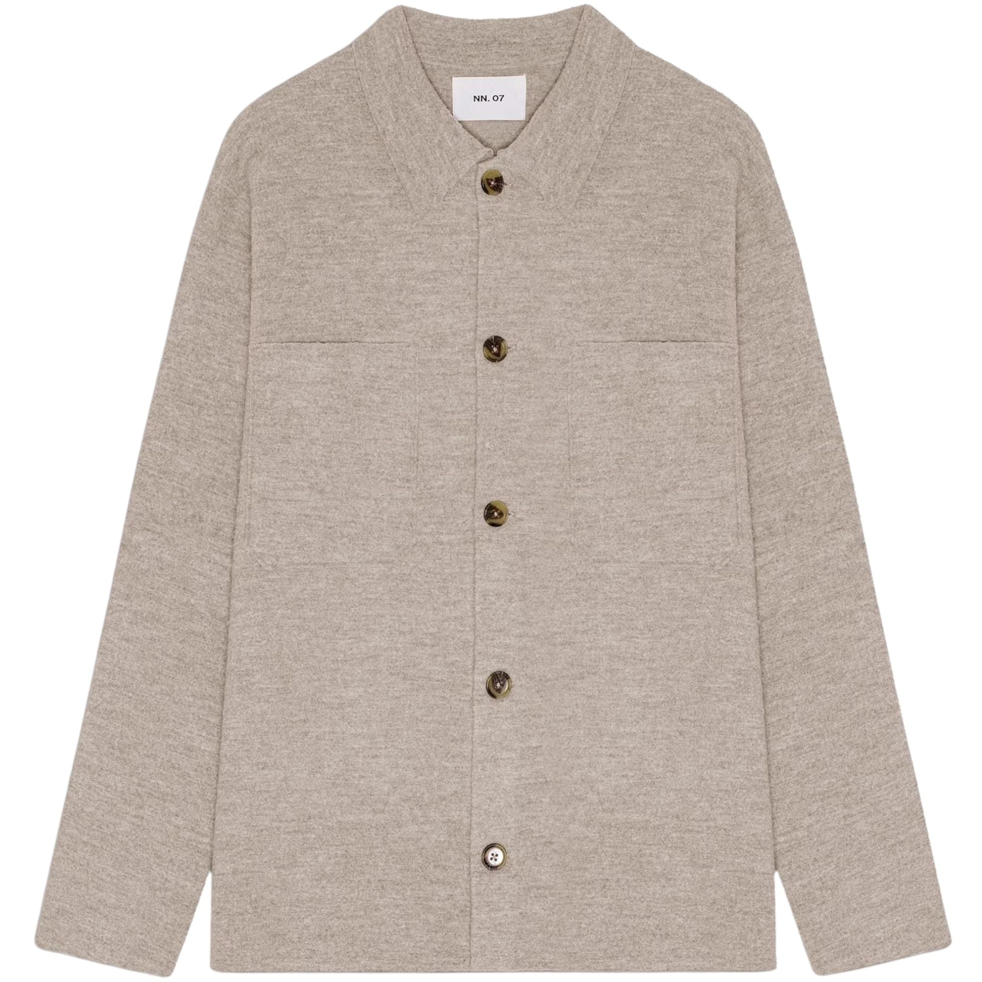 NN07 Jonas Boiled Wool Overshirt - Khaki Beige