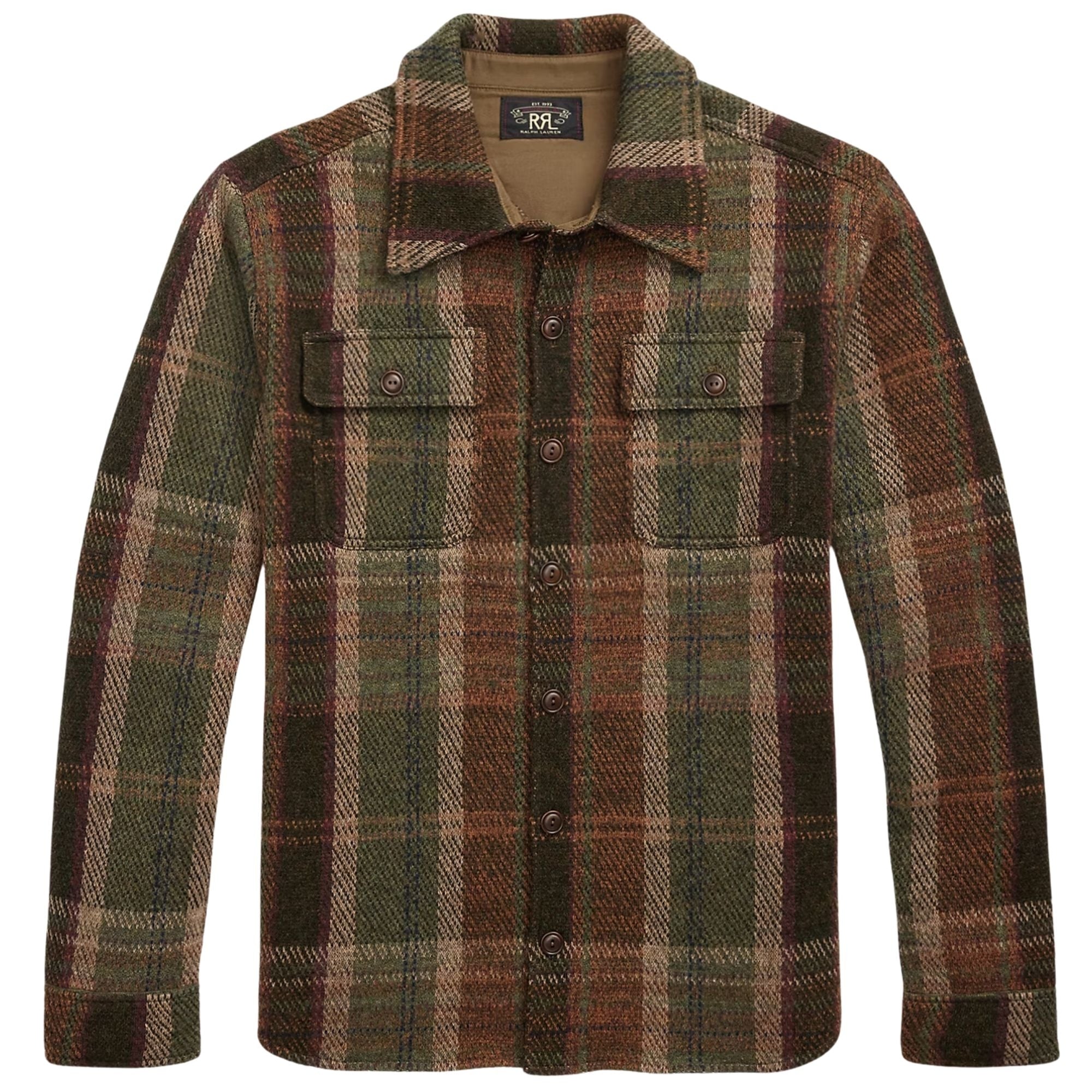 RRL by Ralph Lauren Plaid Wool-Cashmere Workshirt Jumper - Olive Multi