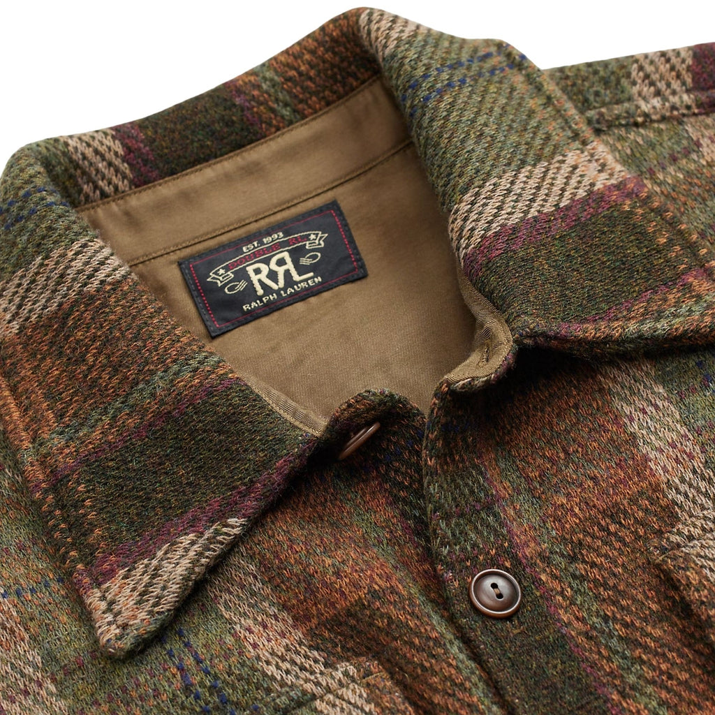 RRL by Ralph Lauren Plaid Wool-Cashmere Workshirt Jumper - Olive Multi