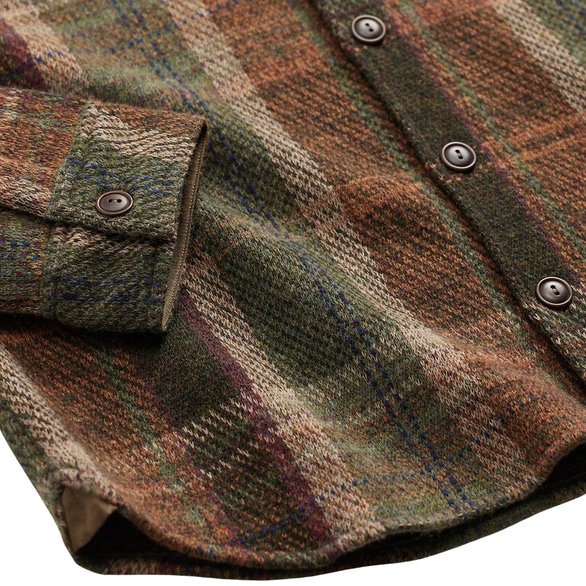 RRL by Ralph Lauren Plaid Wool-Cashmere Workshirt Jumper - Olive Multi