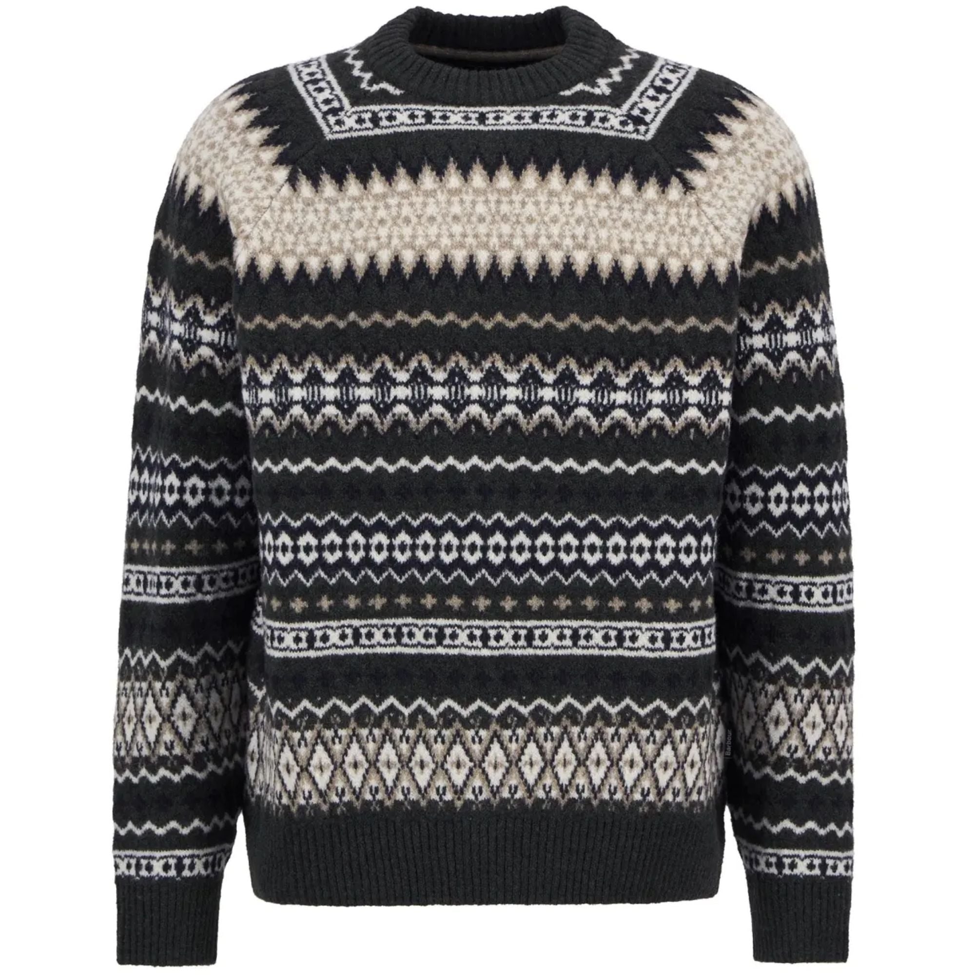 Barbour Hase Fair Isle Crew Neck Jumper - Olive Ink