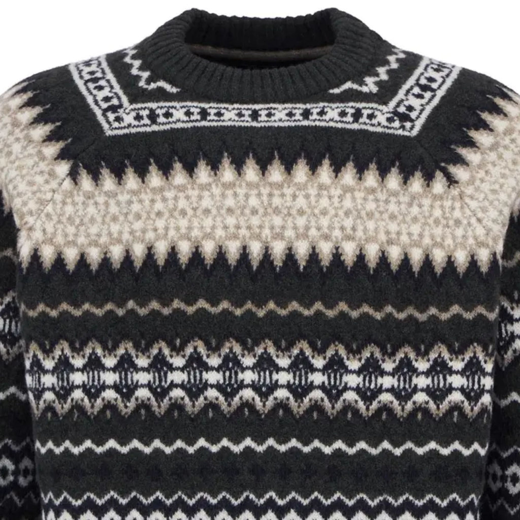 Barbour Hase Fair Isle Crew Neck Jumper - Olive Ink