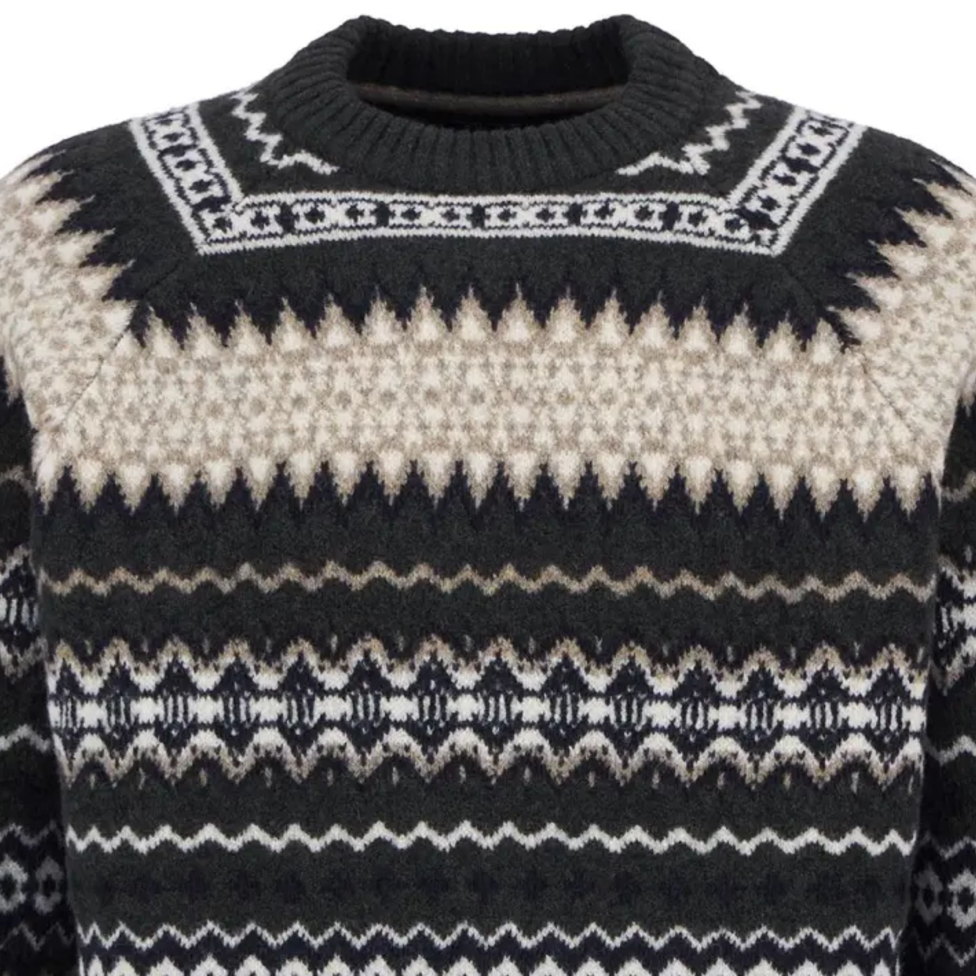 Barbour Hase Fair Isle Crew Neck Jumper - Olive Ink