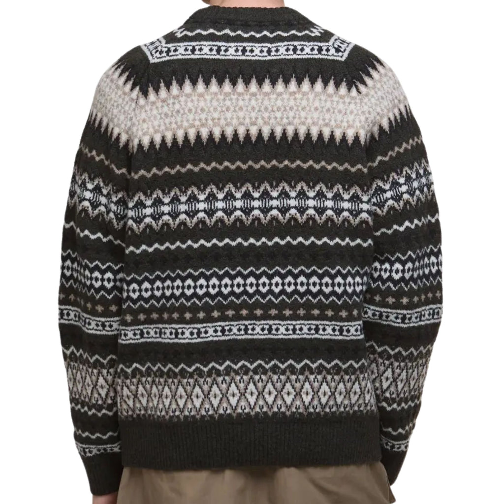 Barbour Hase Fair Isle Crew Neck Jumper - Olive Ink