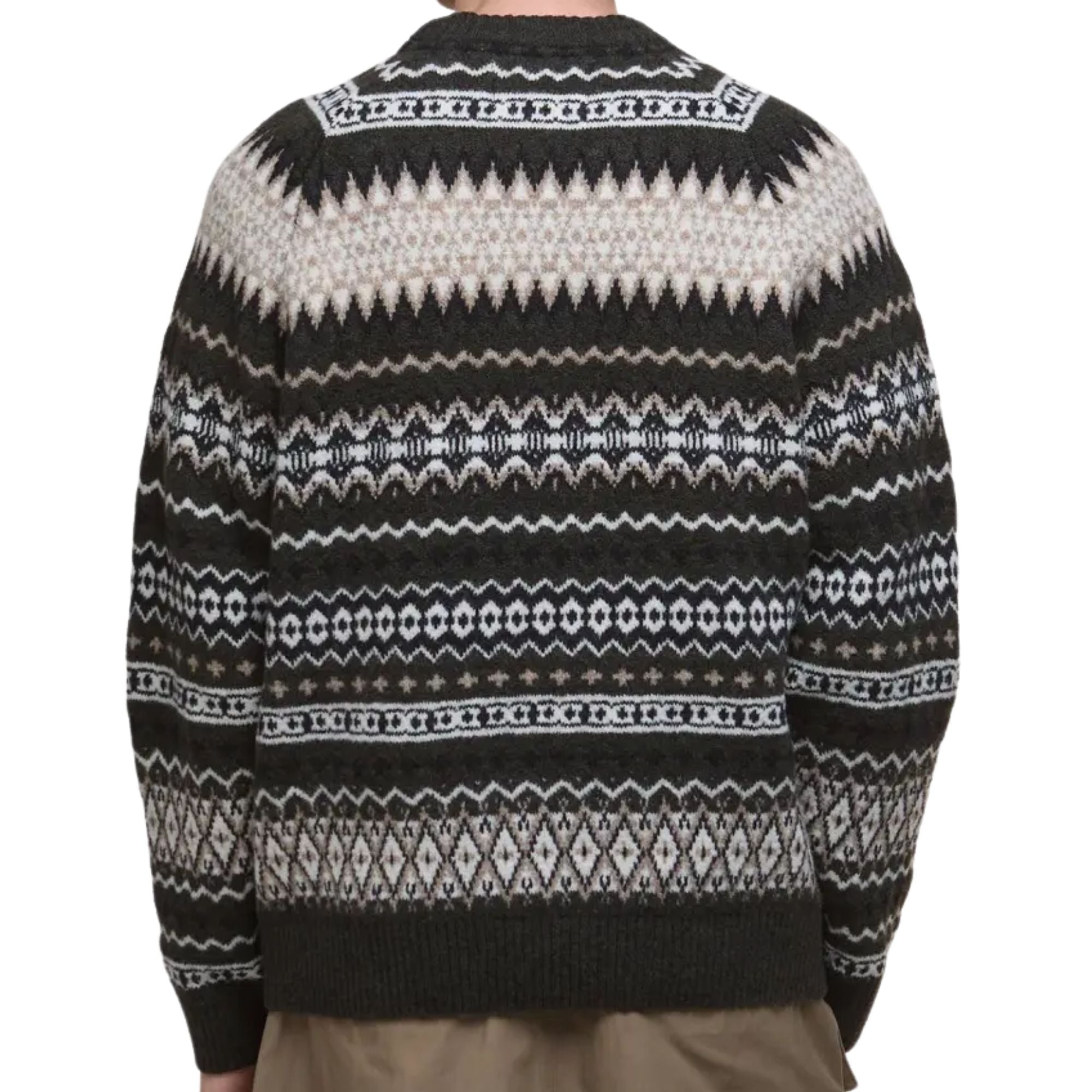 Barbour Hase Fair Isle Crew Neck Jumper - Olive Ink