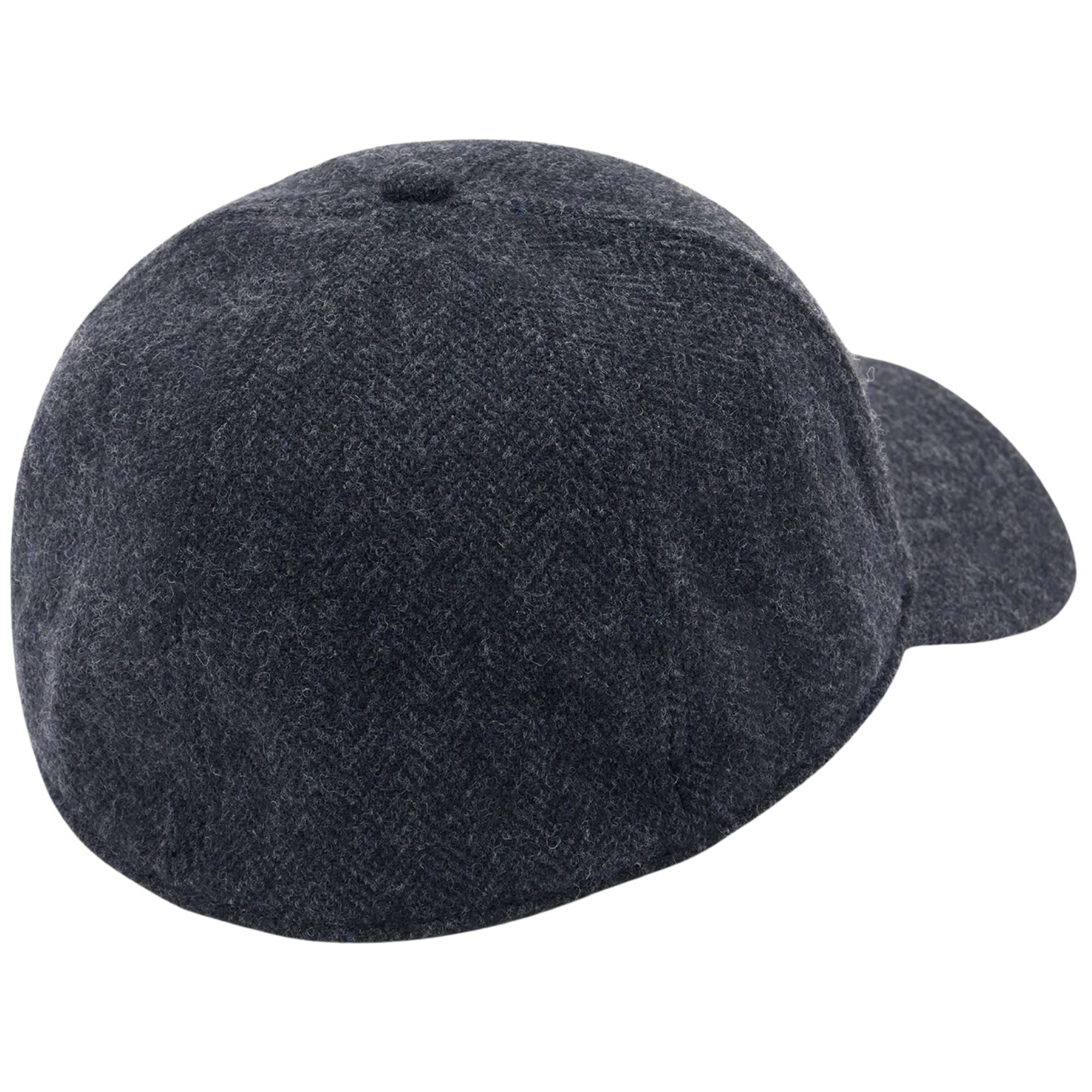 Wool Herringbone Baseball Cap - Dark Grey