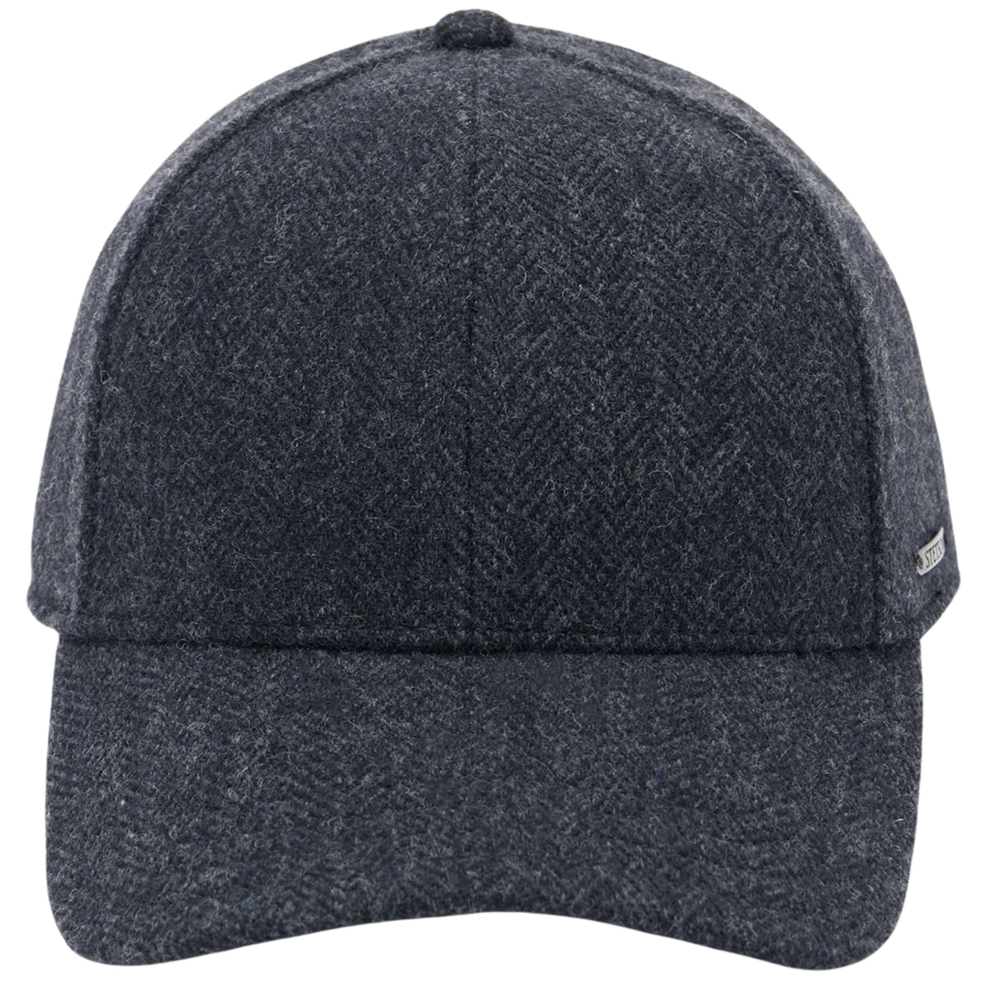 Wool Herringbone Baseball Cap - Dark Grey