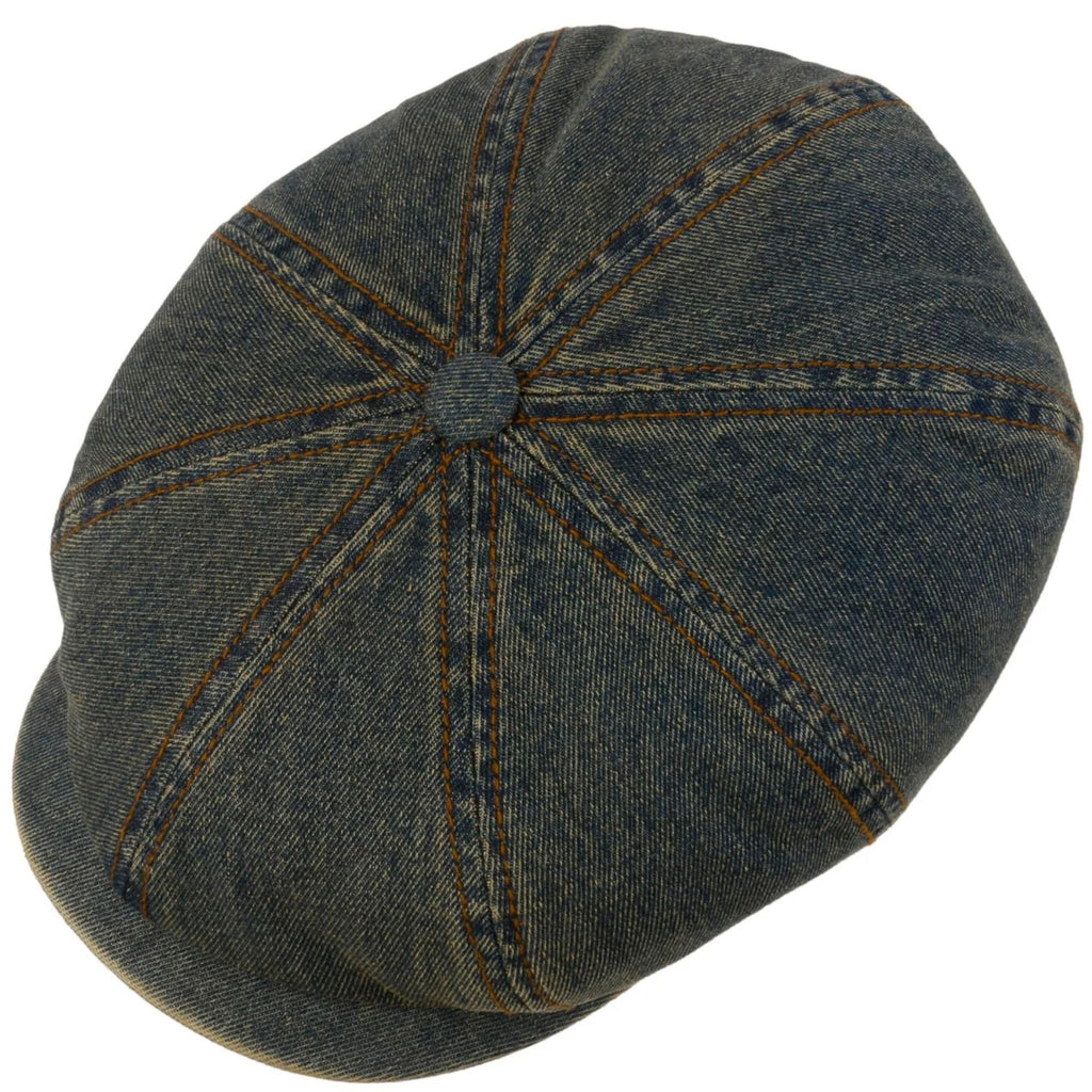 Stetson Hats Hatteras Washed Denim Bakerboy Cap - Denim