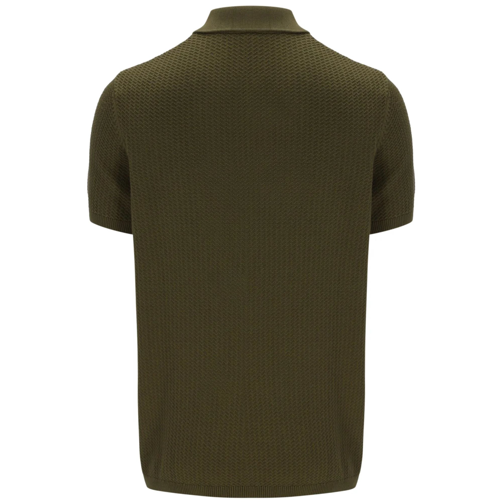 Fila Vintage Sander Textured Knit Polo Shirt - Dark Olive