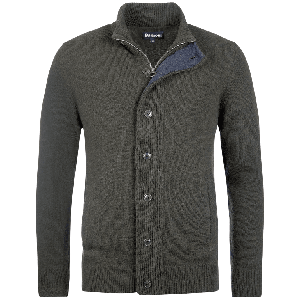 Barbour Elbow-Patch Cardigan - Seaweed
