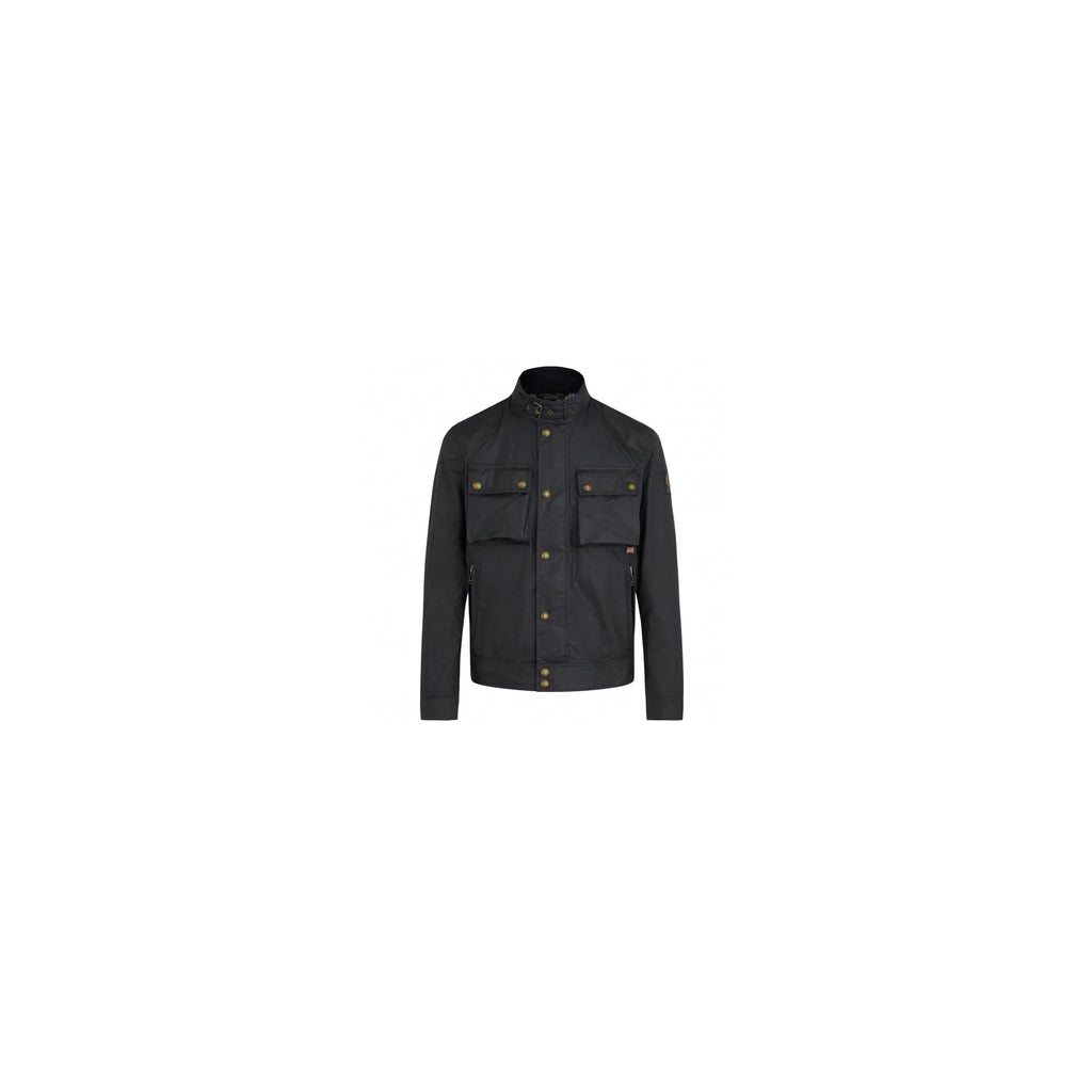 A black jacket with four large front pockets and a high collar.