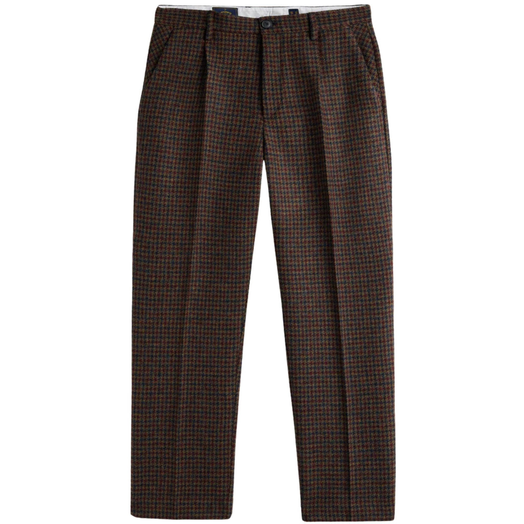 Portuguese Flannel Single Pleat Trousers - Pied Poule