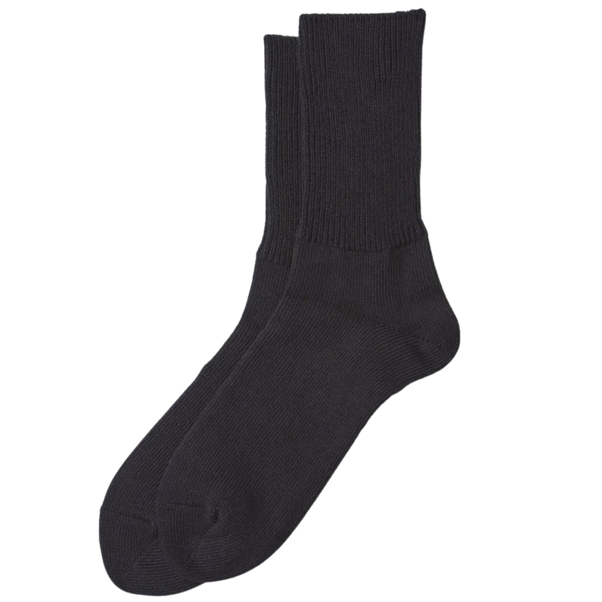 RoToTo Socks Daily 3 Pack Ribbed Crew Socks - Black