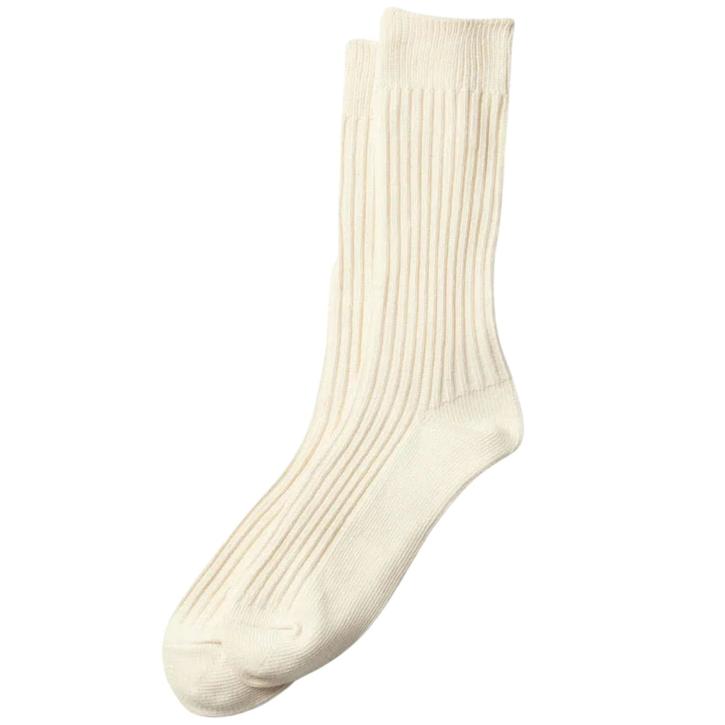 RoToTo Socks Daily 3 Pack Ribbed Crew Socks - Ivory