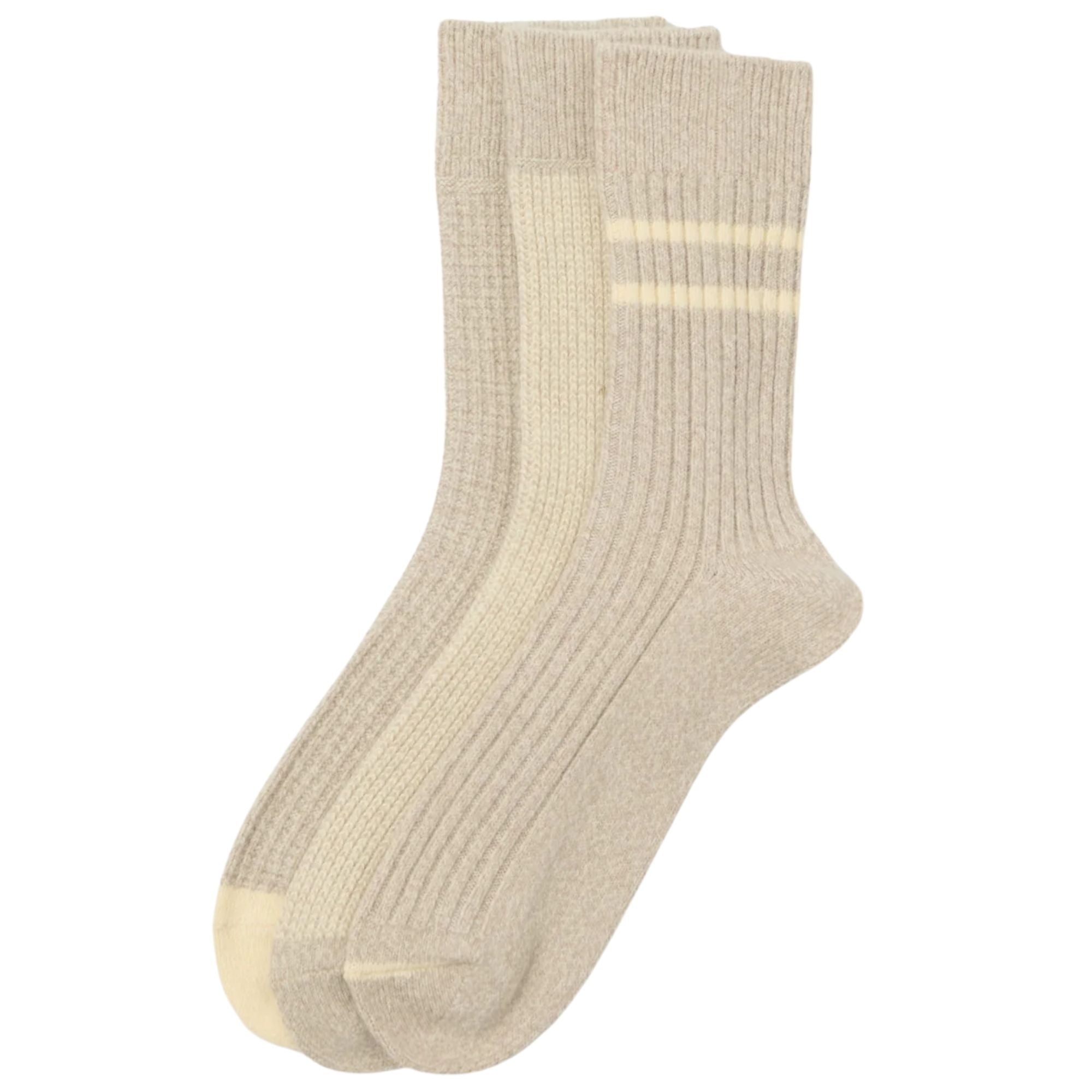 RoToTo Socks Daily 3 Pack Socks - Grey/Off White