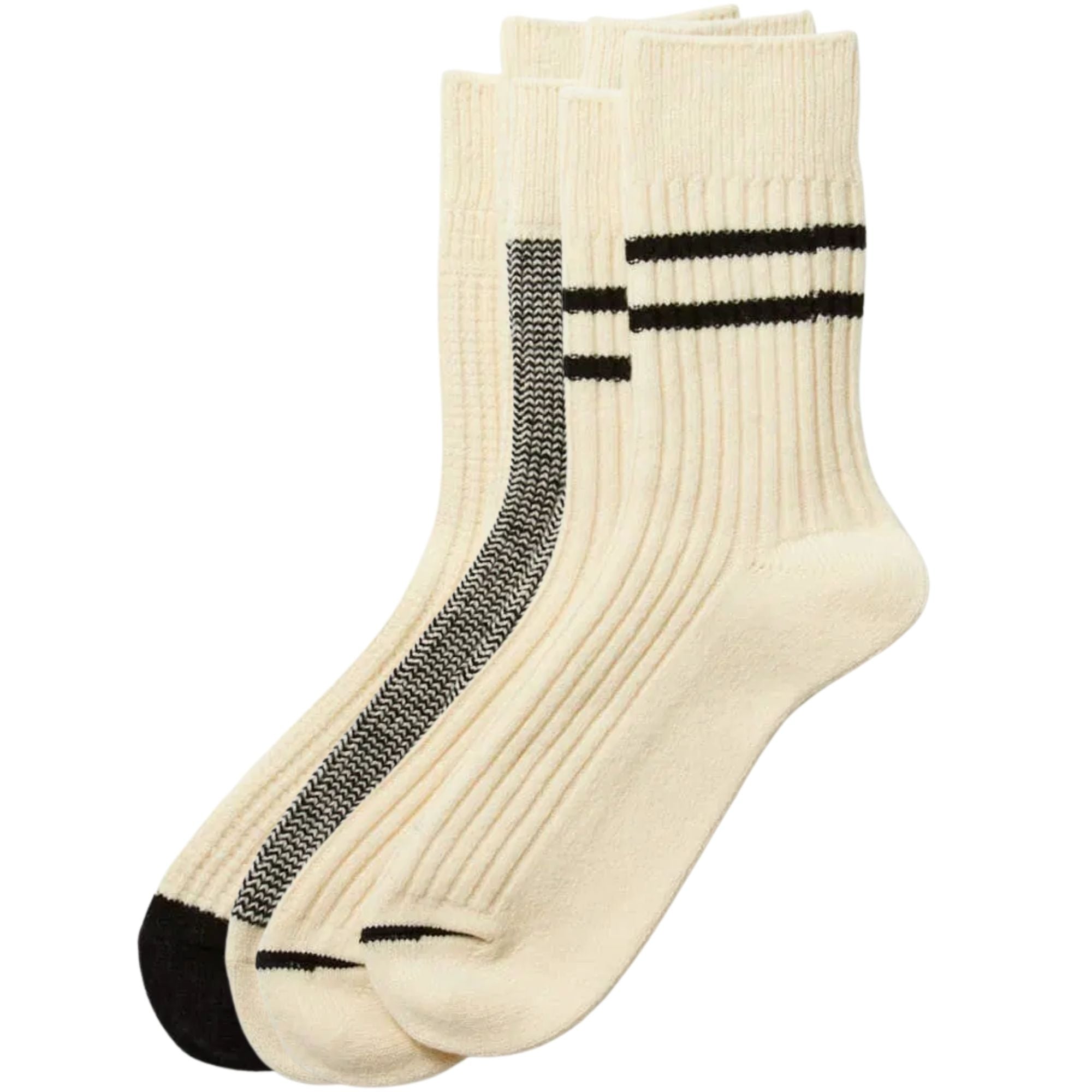 Daily 3 Pack Socks - Off White/Black