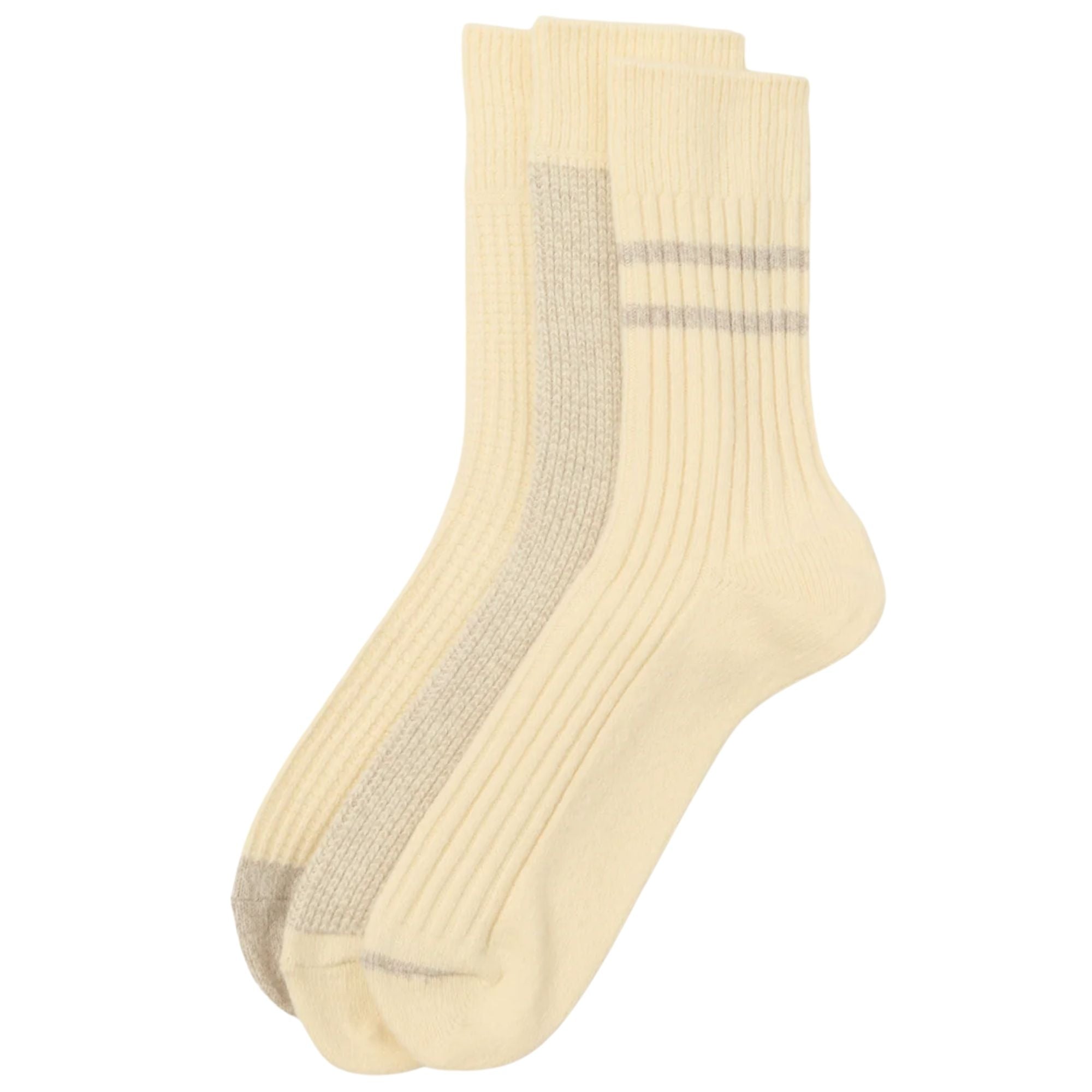 RoToTo Socks Daily 3 Pack Socks - Off White/Grey