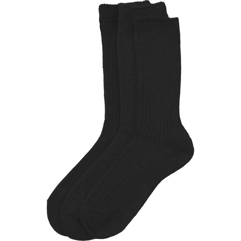 RoToTo Socks Daily 3 Pack Crew Socks - Black