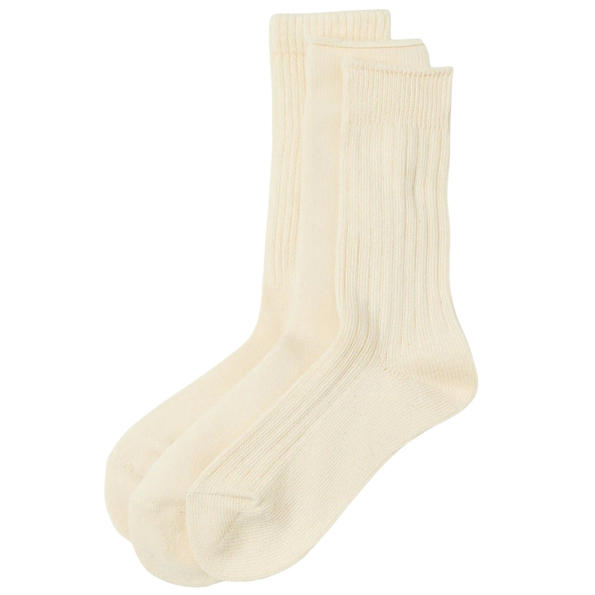 RoToTo Socks Daily 3 Pack Crew Socks - Ecru