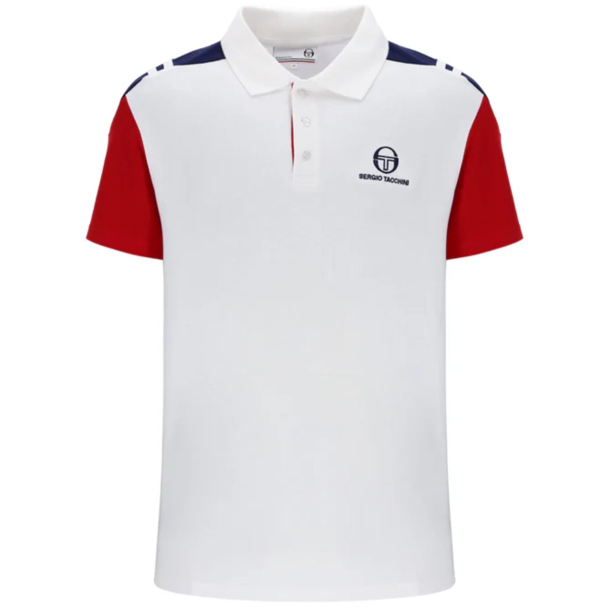 Sergio Tacchini Drive Polo Shirt - White/Adrenaline Rush