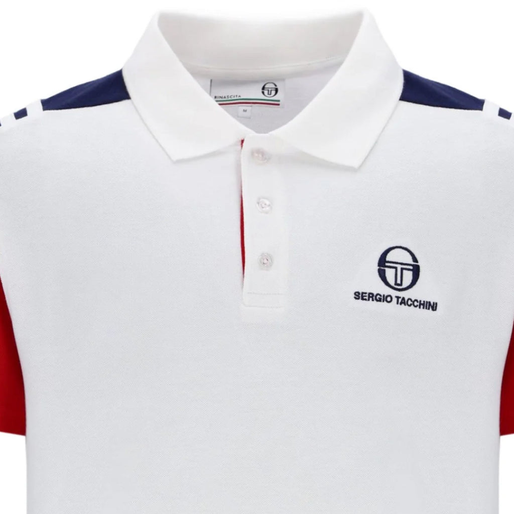 Sergio Tacchini Drive Polo Shirt - White/Adrenaline Rush