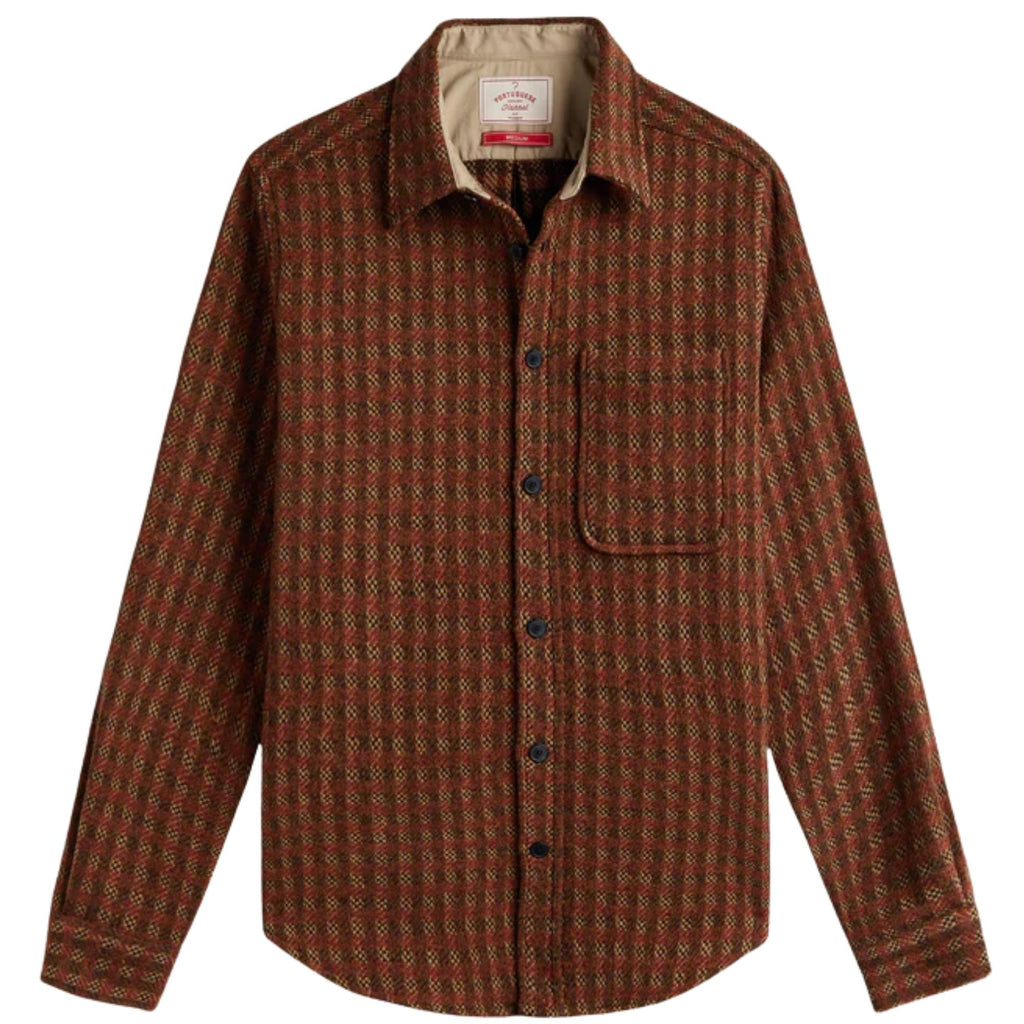Portuguese Flannel Merino Tweed Overshirt - Brown