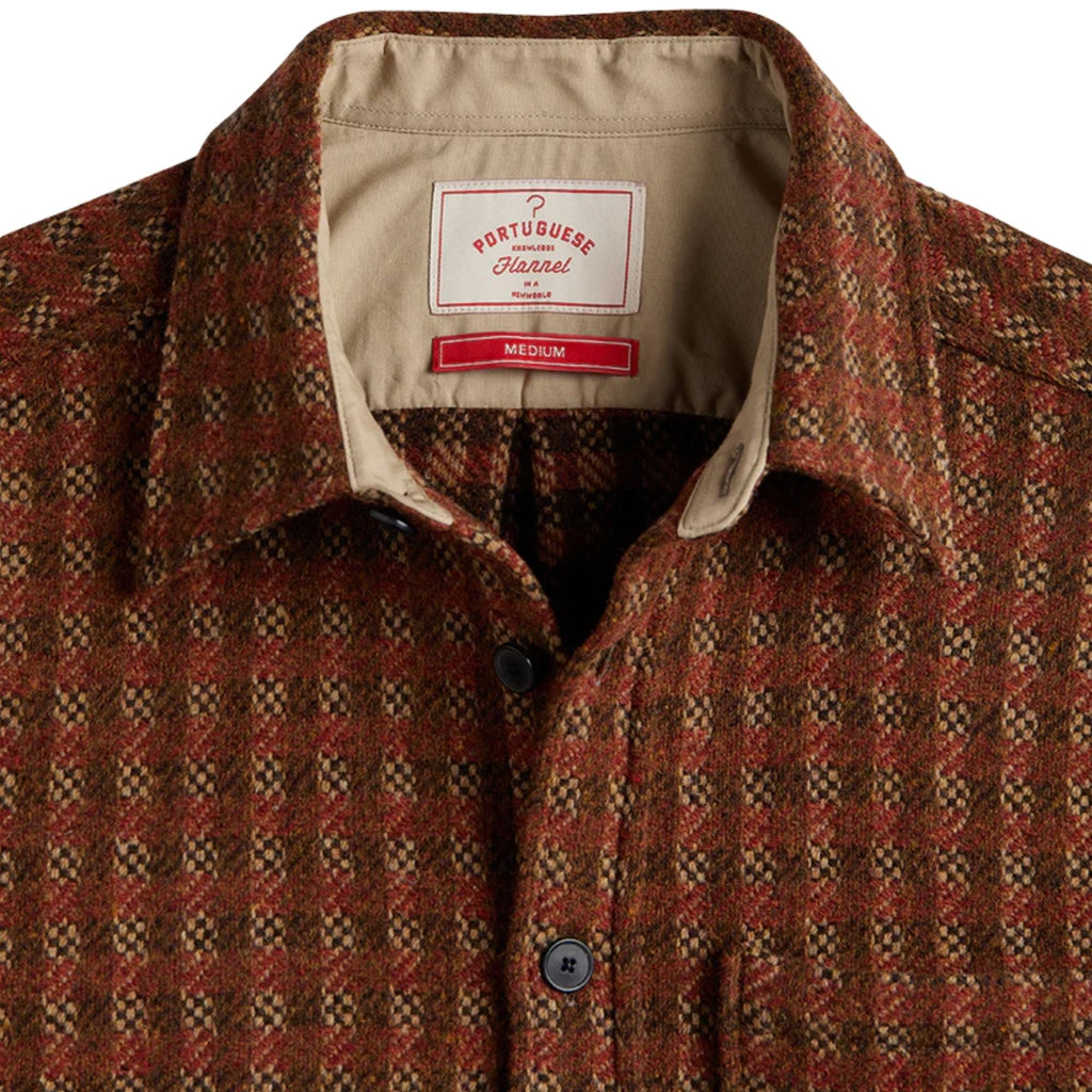 Portuguese Flannel Merino Tweed Overshirt - Brown