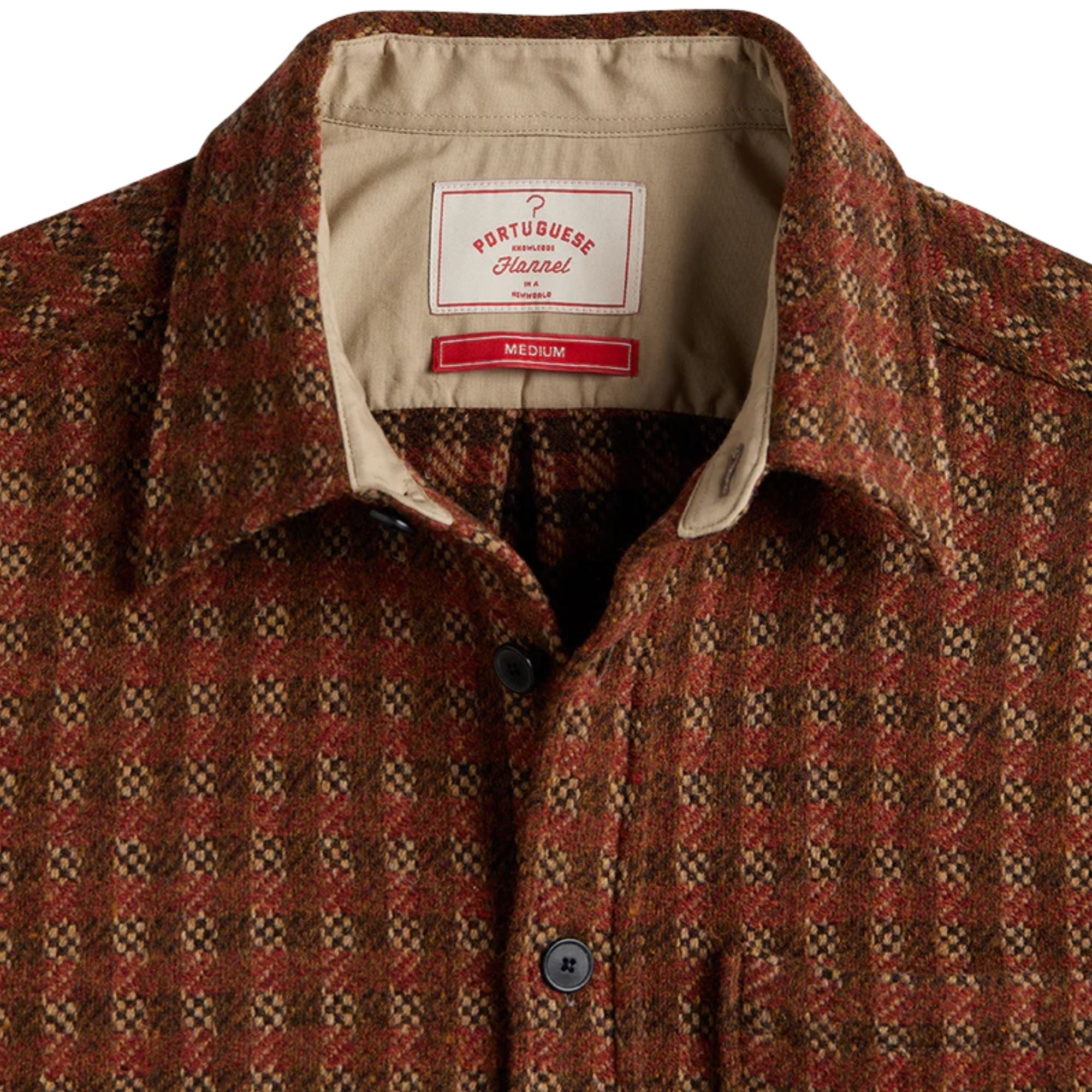 Portuguese Flannel Merino Tweed Overshirt - Brown